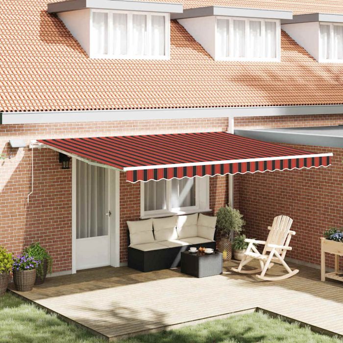 Manual Retractable Awning with LED Orange and Brown 450x350 cm