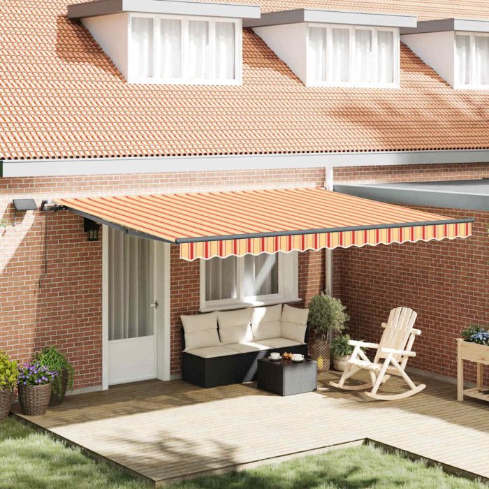 MILHAL Retractable Awning Manual and orange 450x350 cm Fabric - Yellow