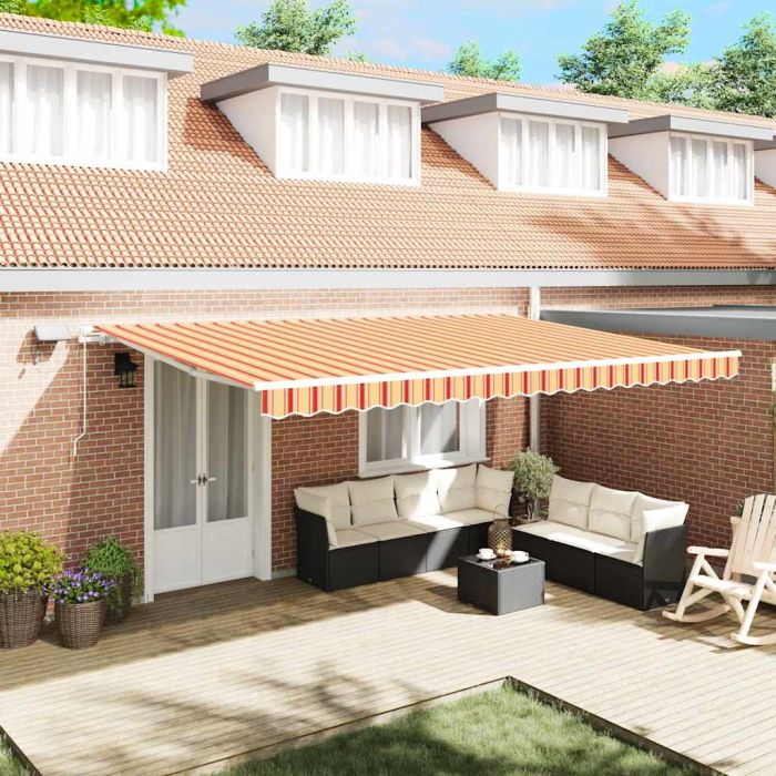 DRAVALE Retractable Awning Manual and Orange 500x350 cm - Yellow