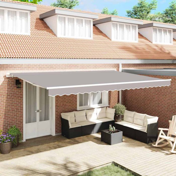 Manual Retractable Awning Light Grey 500x350 cm