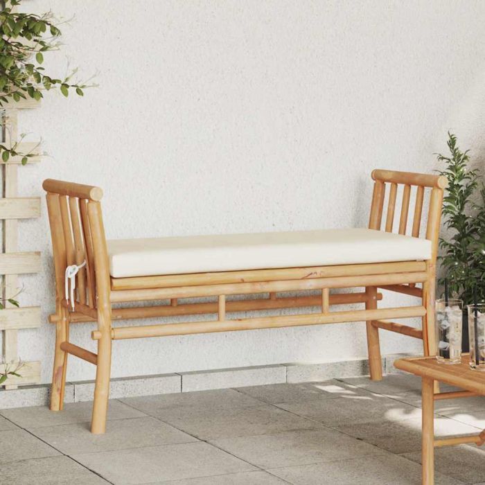 ELASH Garden Bench with Cushion 110x38x65cm Bamboo - Brown