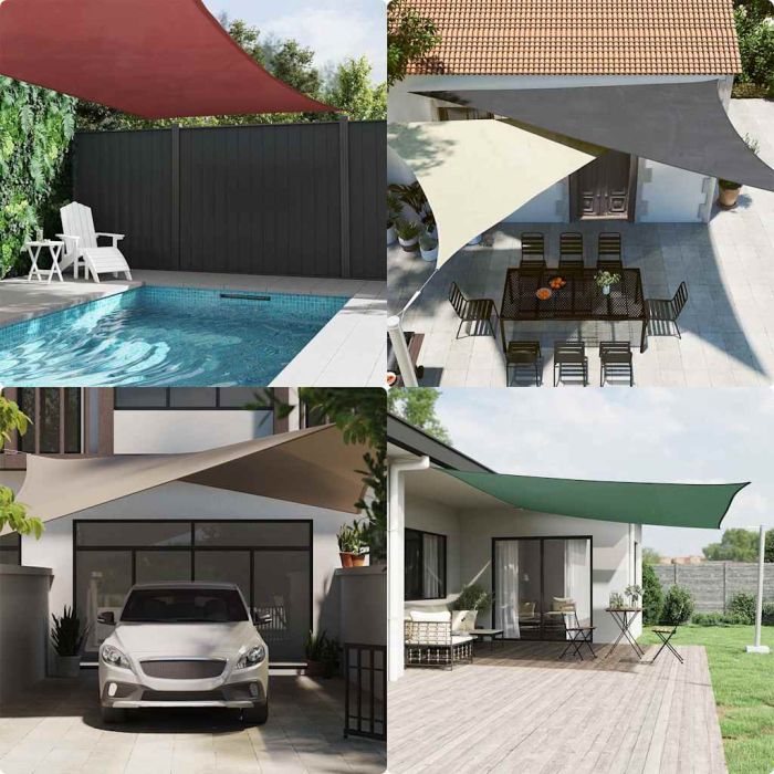 SEPARK Sun Shade Sail Dark 7x5x5 m Polyester Oxford - Green