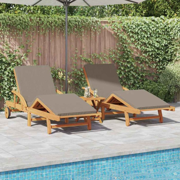 BETON Sun Lounger 2 pcs Taupe 200x67x84cm Solid Acacia Wood