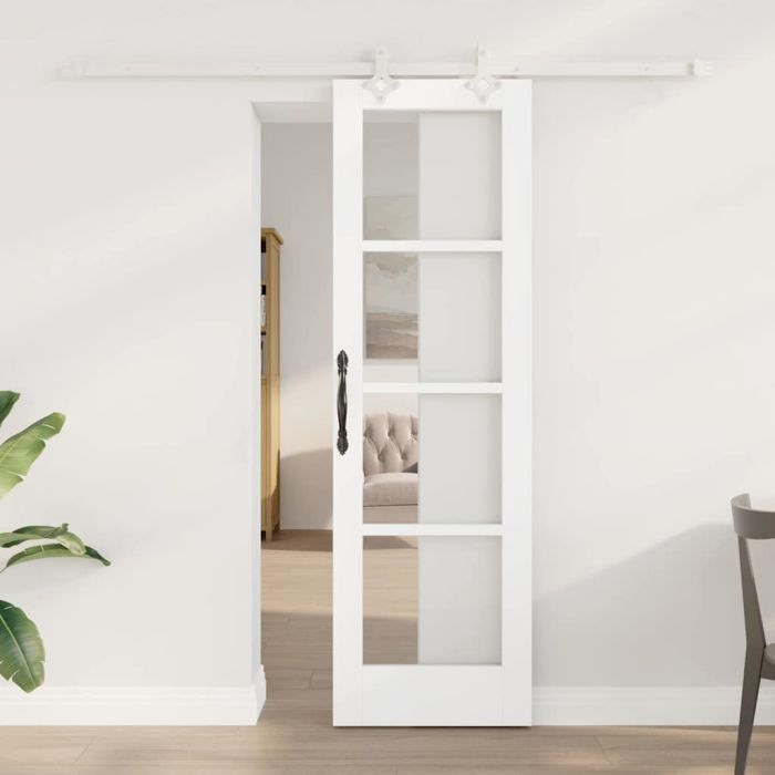 Sliding Door with Hardware Set White 61x198.5 cm Solid Wood Pine