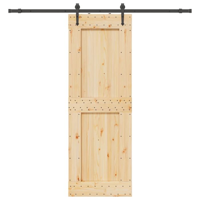 Sliding Door with Hardware Set 80x210 cm Solid Wood Pine