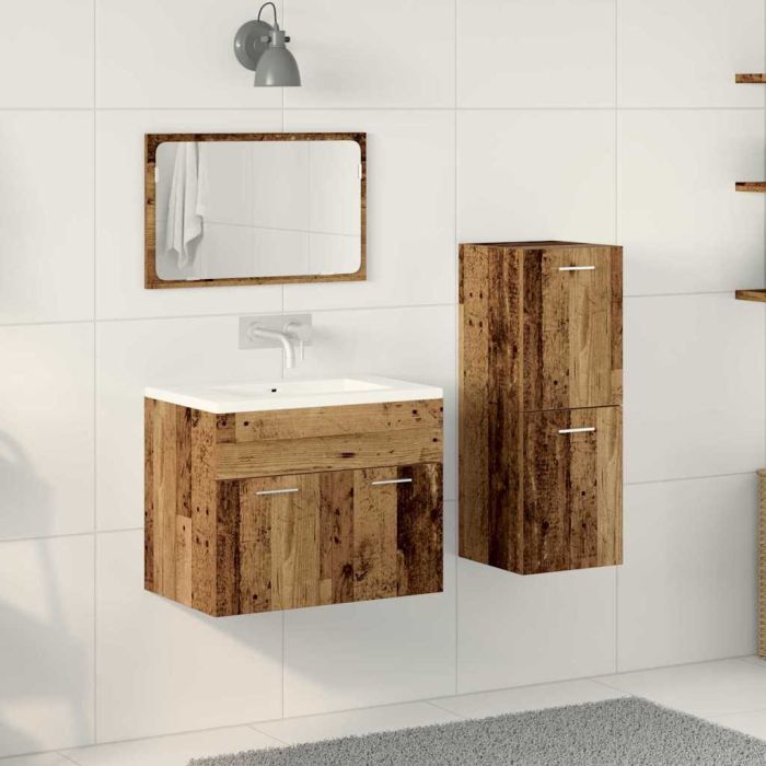 3 Piece Bathroom Furniture Set Old Wood Engineered Wood