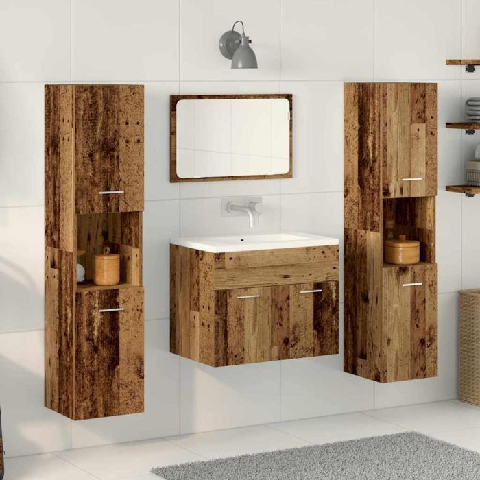 4 Piece Bathroom Furniture Set Old Wood Engineered Wood