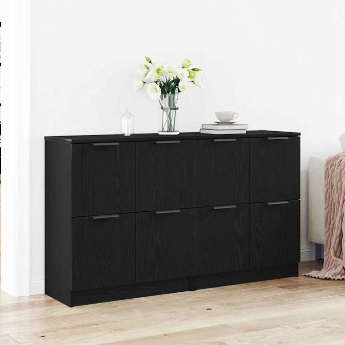 Sideboards 2 pcs Black Oak 60x30x70 cm Engineered Wood