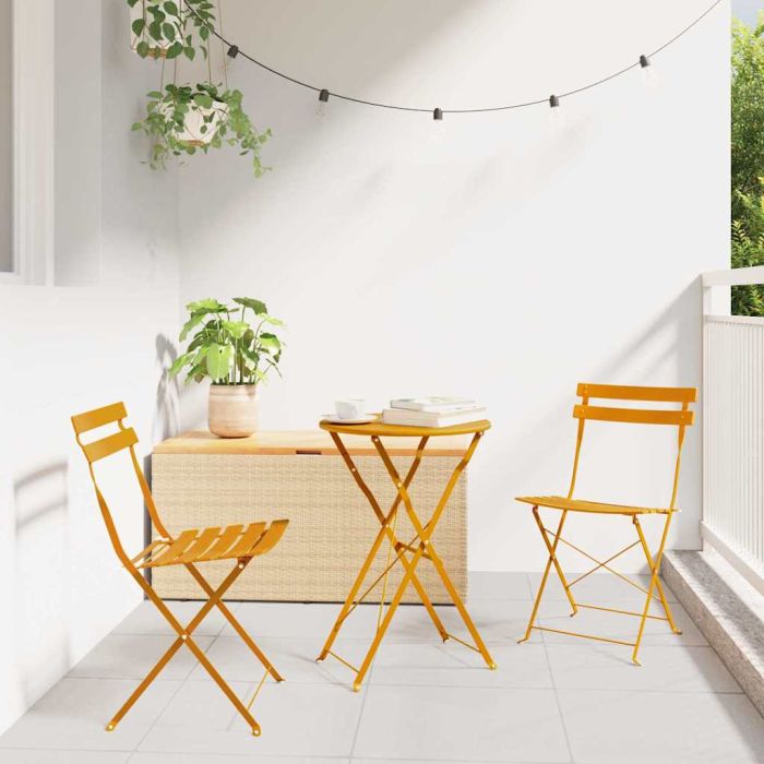 NALOFT Folding Bistro Set 3 pcs Mustard Steel