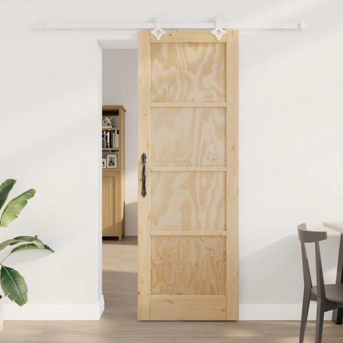 Sliding Door with Hardware Set 73.5x211 cm Solid Wood Pine