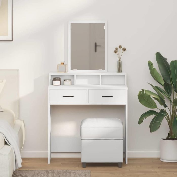 Dressing Table with Drawers White 79x41x140 cm