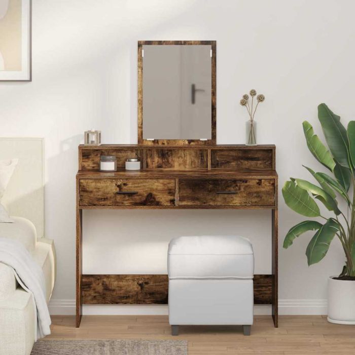 Dressing Table with Drawers - Smoked Oak, 100x41x140 cm