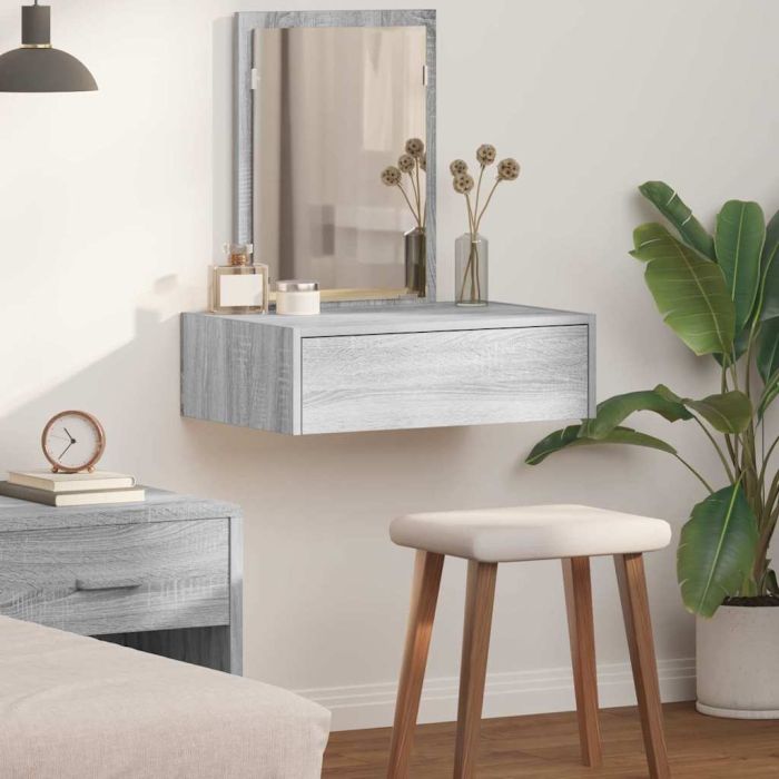 Wall Hanging Dressing Table in Grey Sonoma, 60x40x70 cm