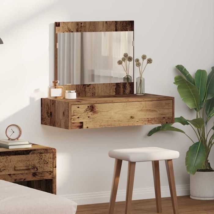 Wall Hanging Dressing Table Old Wood 83x40x70 cm