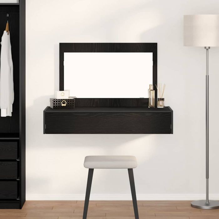 Wall-Mounted Dressing Table in Black Oak, 100x40x70 cm