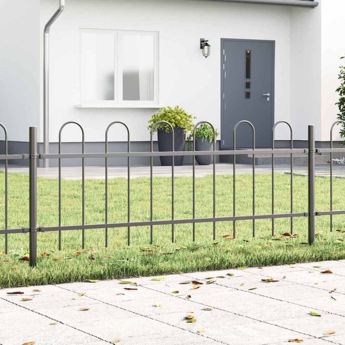 Garden Fence with Hoop Top Grey 8.5x0.6 m Steel