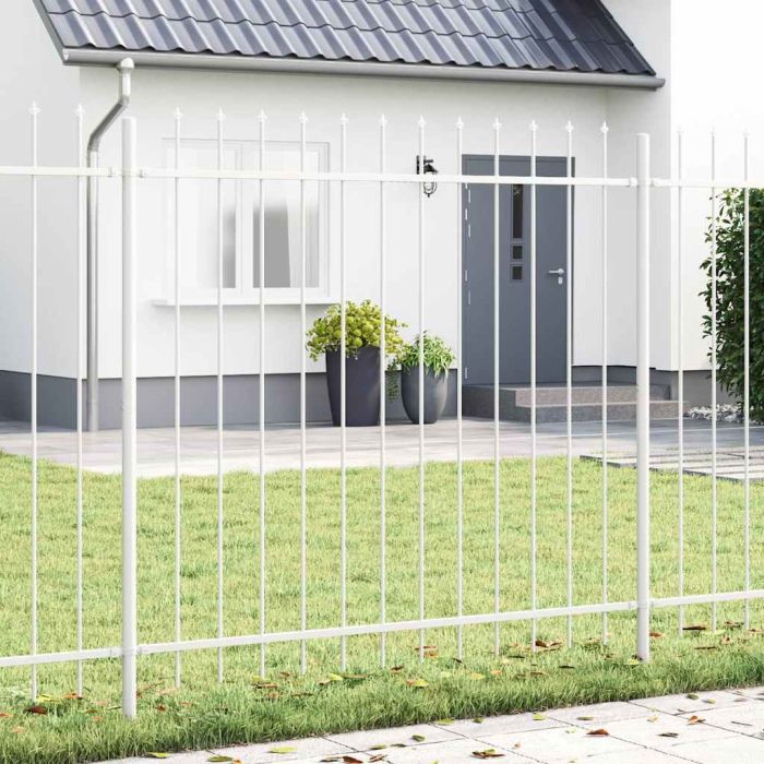 White Garden Fence with Spear Top - 10.2 x 1.5 m Steel