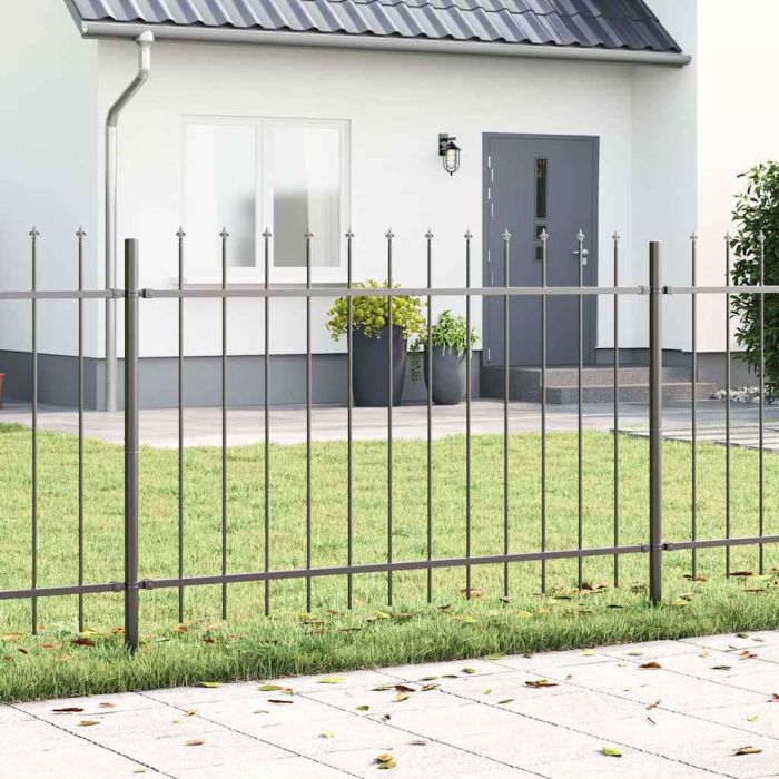 Garden Fence with Spear Top Grey 13.6x1 m Steel