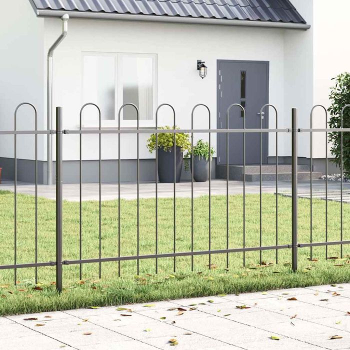 Garden Fence with Hoop Top Grey 15.3x1.2 m Steel