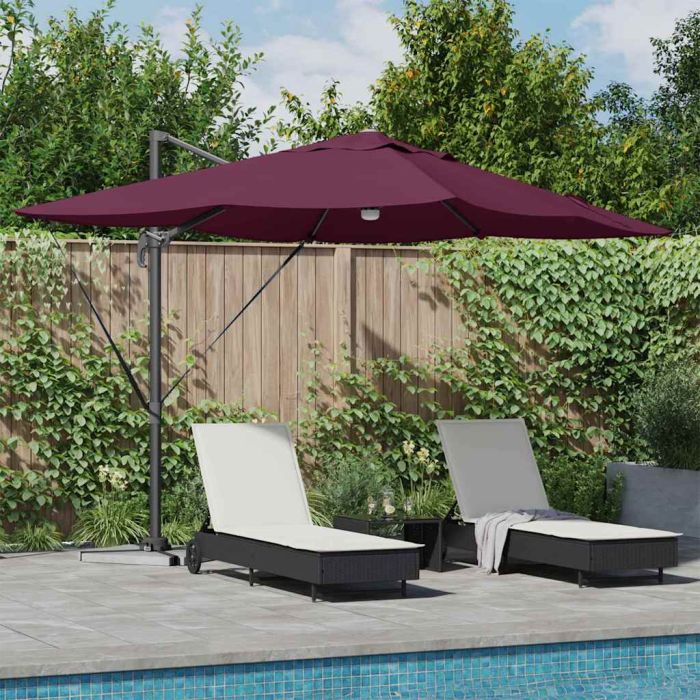 SERIDG Umbrella with LED Strip Lights Bordeaux 351x250x253 cm - Red
