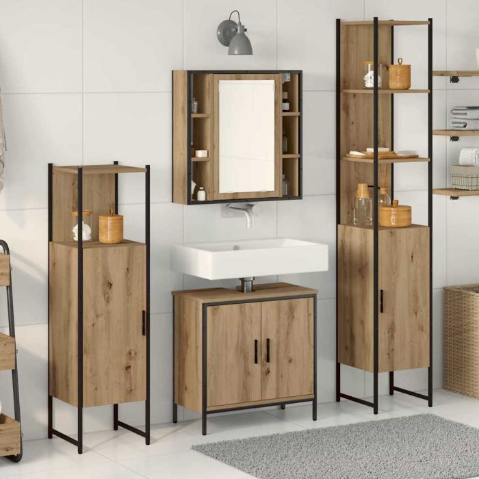 4 Piece Bathroom Furniture Set Artisan Oak Engineered Wood
