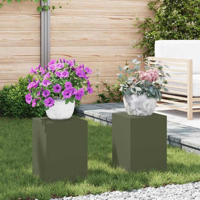 REHAL Plant Stand 2 pcs Olive 24x24x35 cm Steel - Green