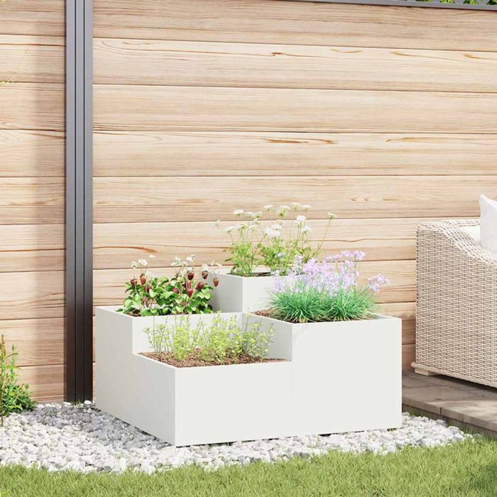 REHAL Garden Planter 100x100x48 cm Steel - White