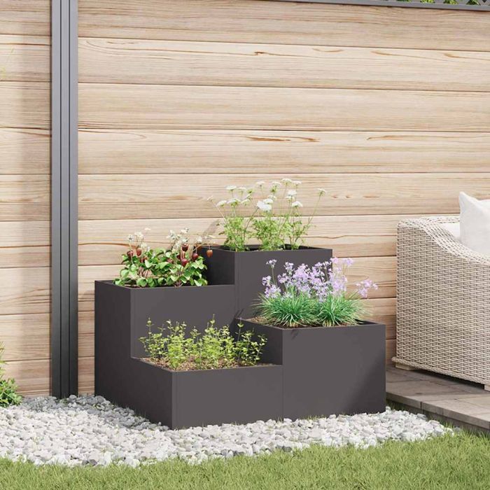 REHAL Garden Planter 100x100x60 cm Steel - Black