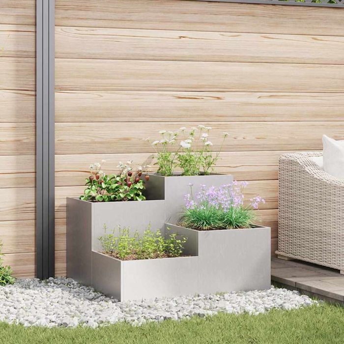 REHAL Garden Planter 100x100x60 cm Stainless Steel - Silver