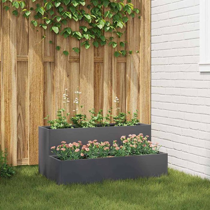 REHAL Garden Planter Anthracite 100x60x45 cm Cold-rolled Steel