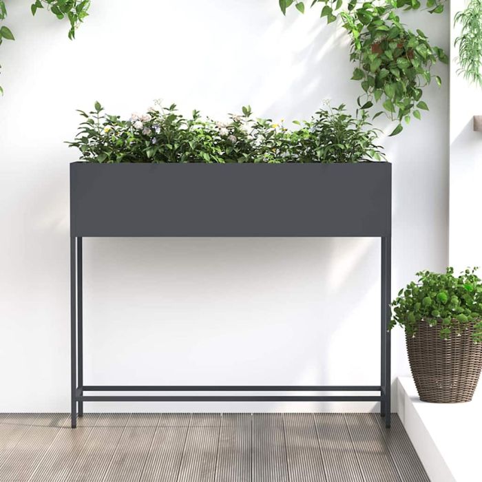 REHAL Raised Garden Planter Anthracite 100x26x82 cm Steel
