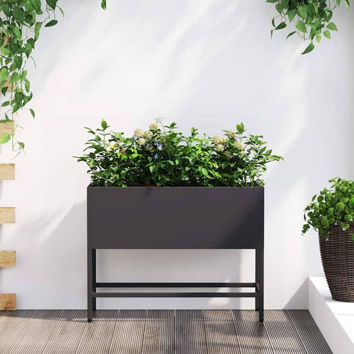 REHAL Raised Garden Planter 60x26x45 cm Steel - Black