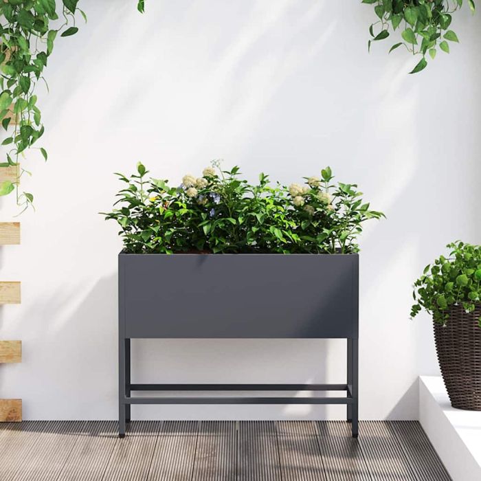 REHAL Raised Garden Planter Anthracite 60x26x45 cm Steel