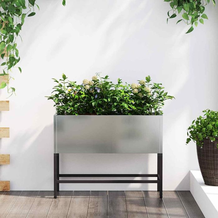 REHAL Raised Garden Planter 60x26x45 cm Galvanised Steel - Silver