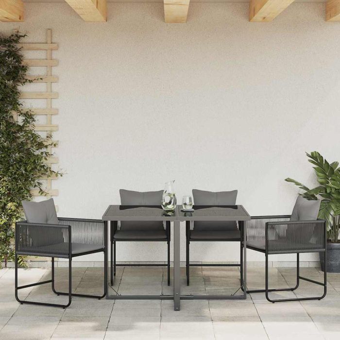 TARCOVE Chair with Cushion 4 pcs and Anthracite PE Rattan - Black