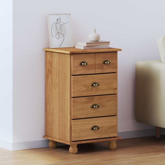 ELORA Oak Finish Chest of Drawers - Small-sized, 5 Drawers