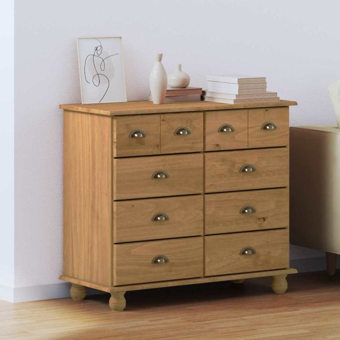 ELORA Oak Finish Chest of Drawers - Medium-sized, 10 Drawers, Double