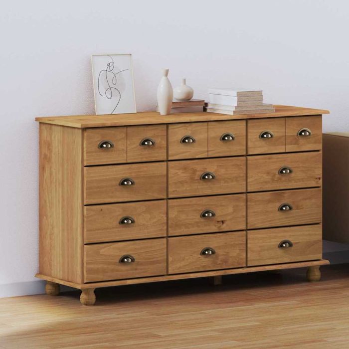 ELORA Oak Finish Chest of Drawers - Extra Large-sized, 15 Drawers, Double
