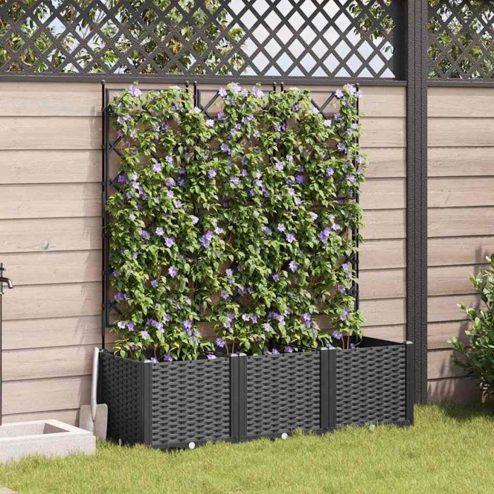 LIHRIDG Garden Planter 3 pcs 120x40x143 cm Steel - Black