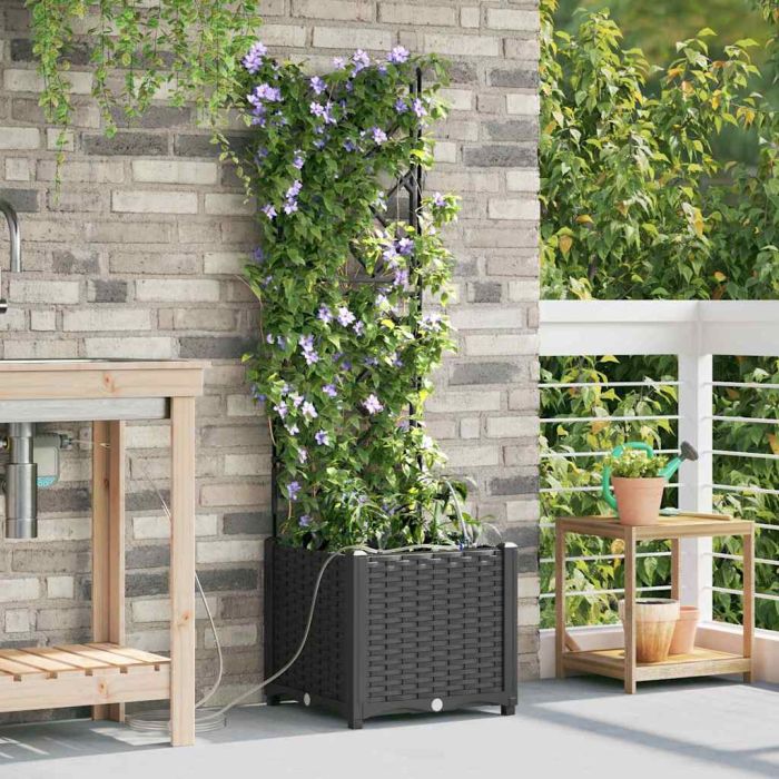 LIHRIDG Garden Planter 40x40x142 cm Steel - Black