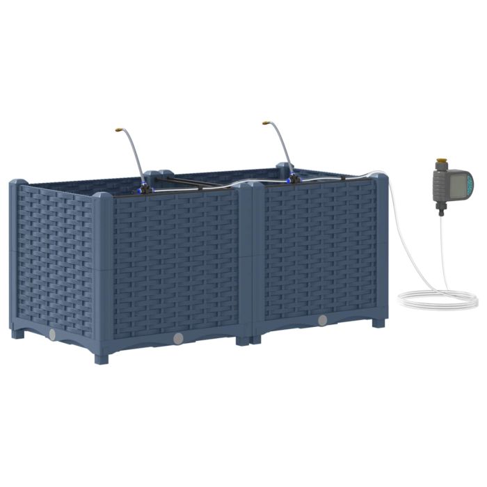 LIHRIDG Garden Planter 2 pcs 120x120x142 cm Steel - Grey