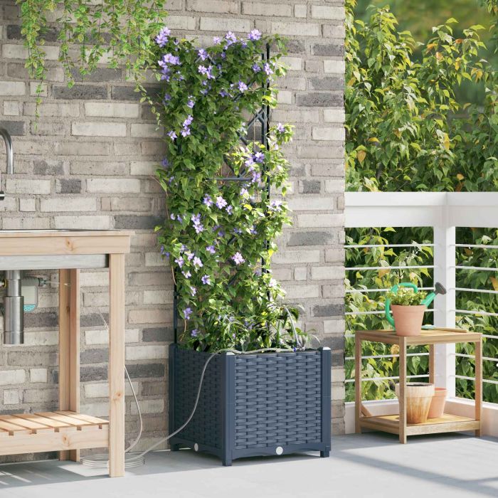 LIHRIDG Garden Planter 40x40x142 cm Steel - Grey