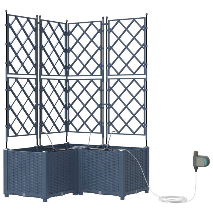 LIHRIDG Garden Planter 3 pcs 120x120x142 cm Steel - Grey