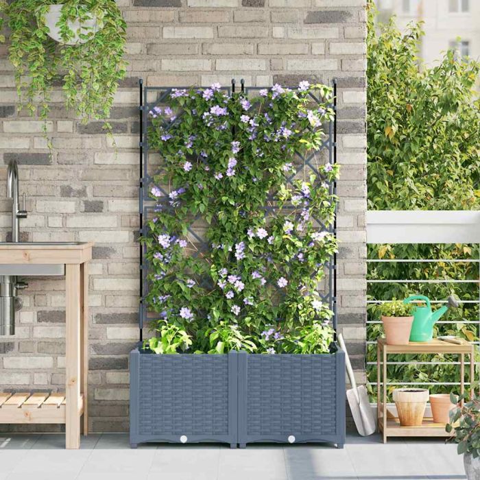 LIHRIDG Garden Planter 2 pcs LiGht 80x40x143 cm Steel - Grey