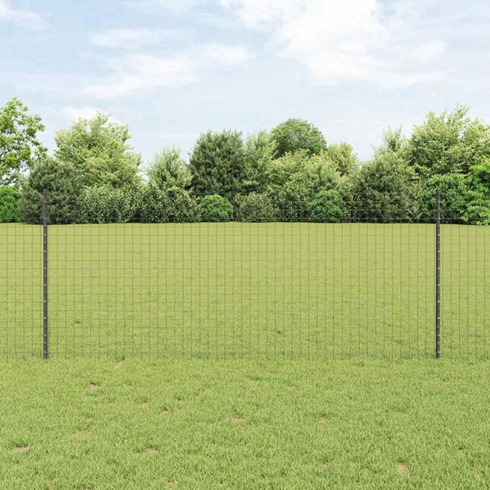 Fence Posts 22 pcs U-Channel Grey 100 cm Steel