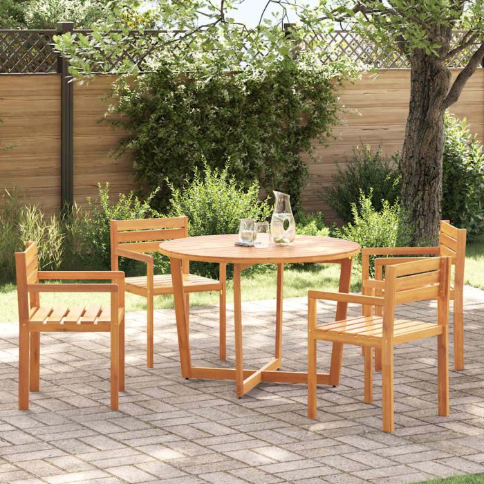 ROASH 5 Piece Garden Dining Set Solid Acacia Wood