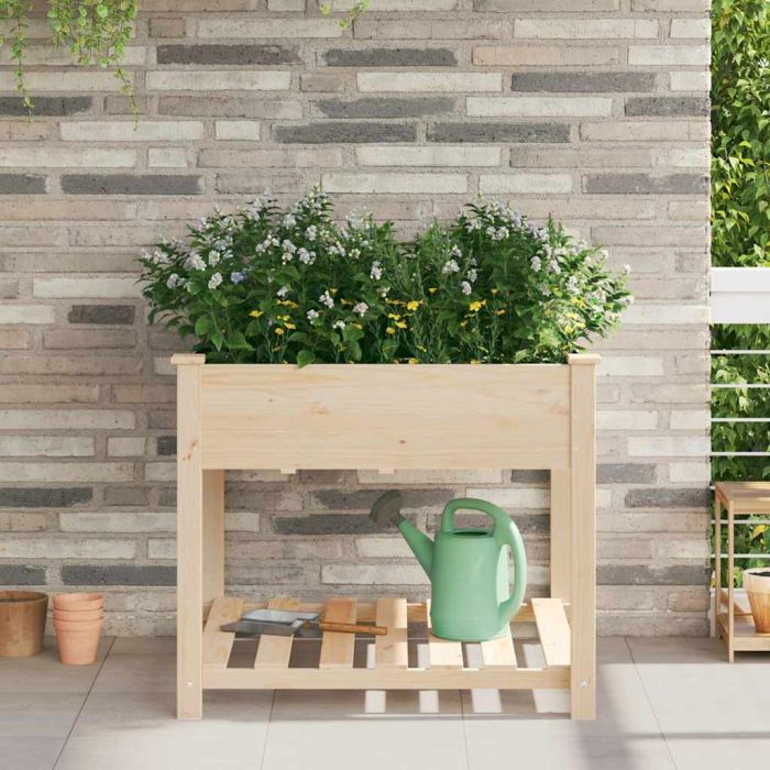 PADEN Garden Planter 90x90x76.5 cm Solid Fir Wood - Beige