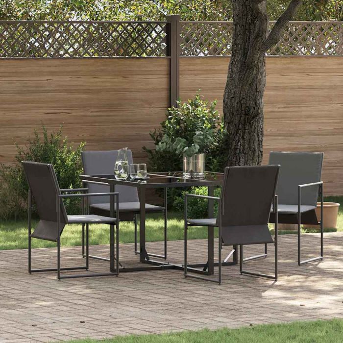TITHAL Garden Dining Set 5 pcs Steel - Black