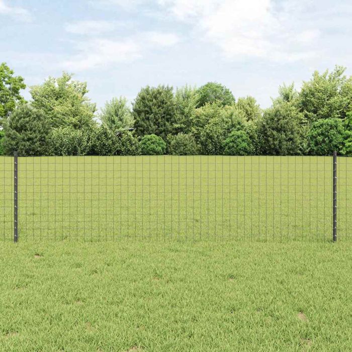 Euro Fence with 5 U Posts Grey 0.6x10 m Steel