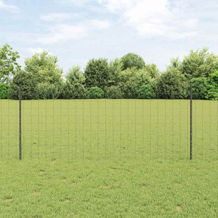 Garden Fence Set Set of 2 Grey Powder-Coated Steel 10 x 1 m